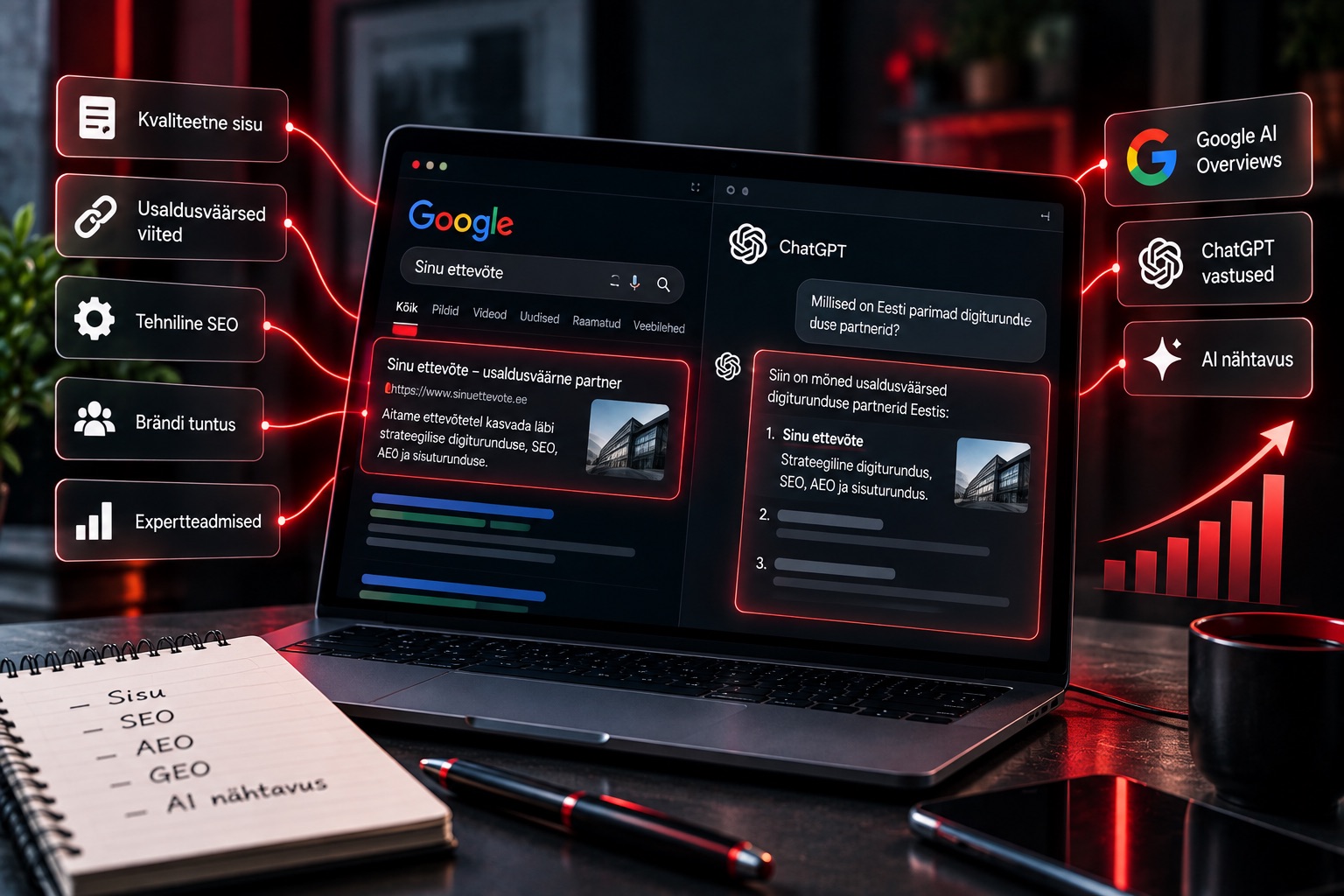 Google\'i esilehele jõudmisest ei pruugi enam piisata. Kuidas teha nii, et sinu ettevõtte leiaksid üles ka ChatGPT ja Google\'i AI-vastused?